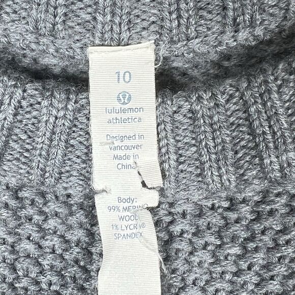 Lululemon Sweater Sunshine Coast Gray Women’s 10 Thumbholes Rayon Wool Blend - Picture 10 of 10